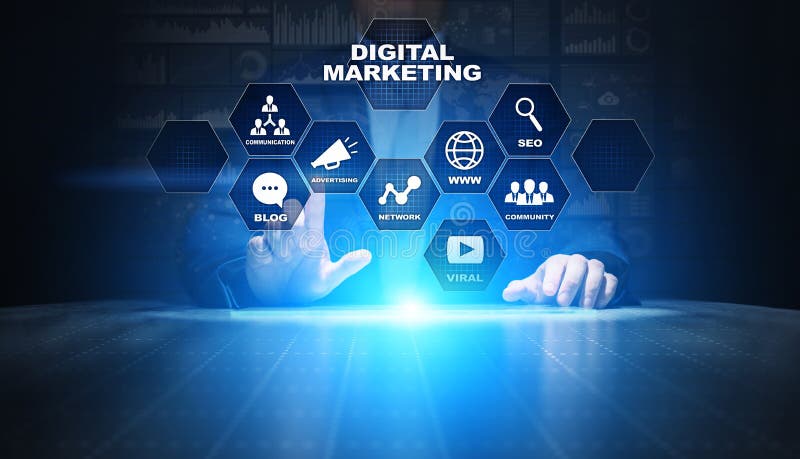 Digital-Marketing, Onlinewerbung, SEO, SEM, SMM Unternehmen und Internet-Konzept vektor abbildung