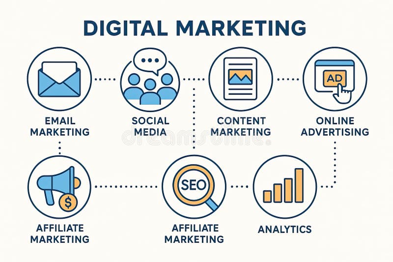 Digital Marketing Strategy Diagram royalty free illustration