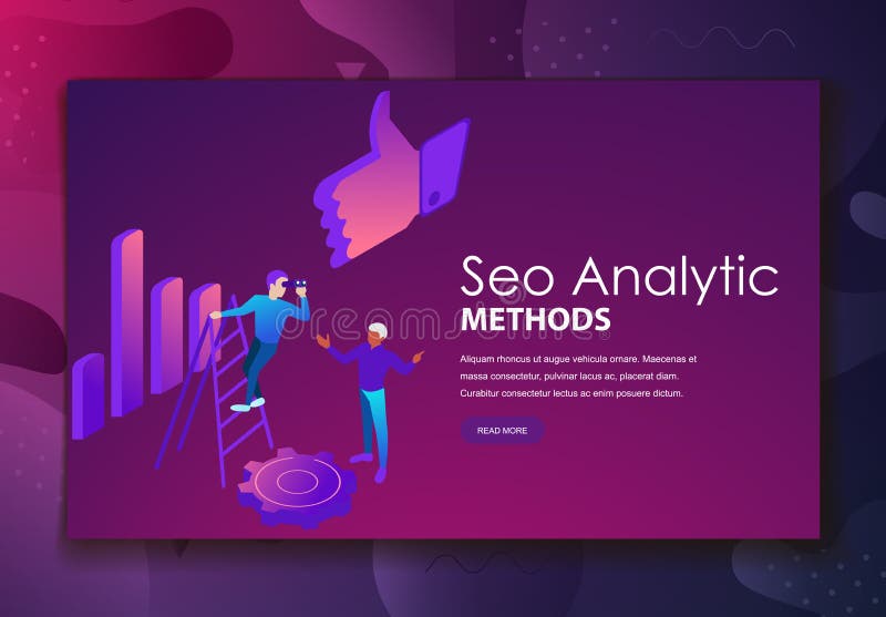 Digital marketing strategy landing webpage with diagram stock illustration