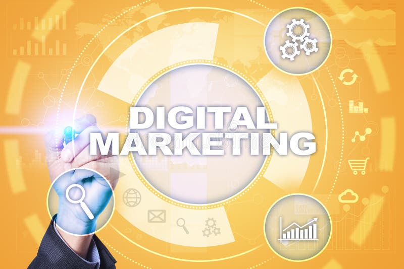Digital-Marketing-Technologiekonzept Internet Online Suchmaschinen-Optimierung SEO SMM bekanntmachen stock abbildung