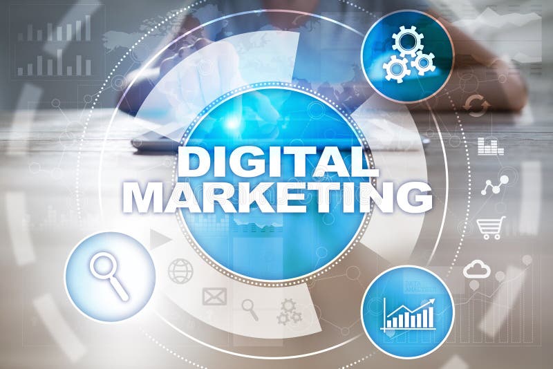 Digital-Marketing-Technologiekonzept Internet Online Suchmaschinen-Optimierung SEO SMM bekanntmachen vektor abbildung