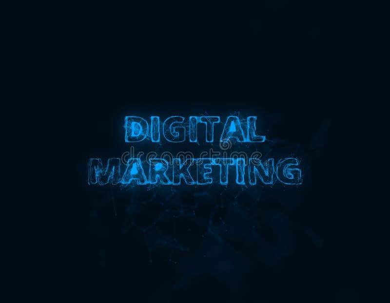Digital Marketing Title with Plexus Effect. Connected Lines with Dots