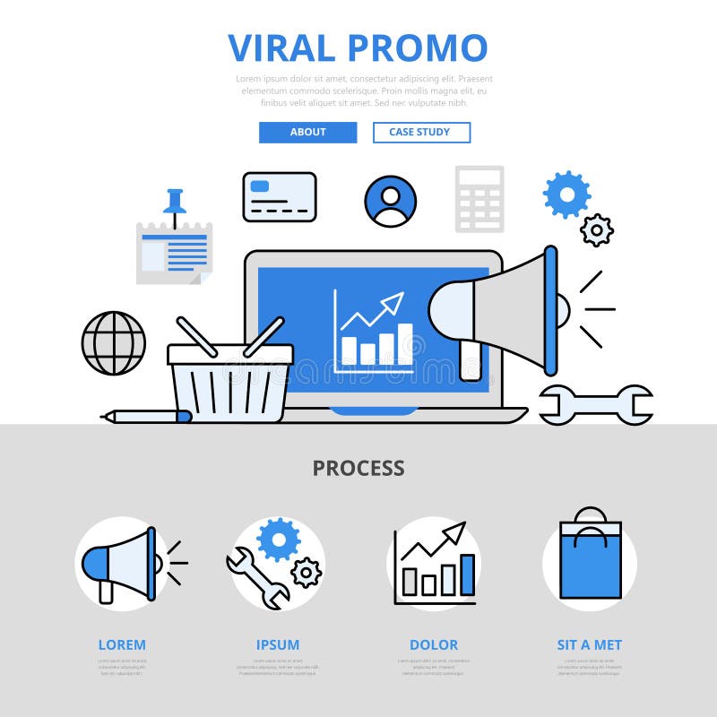 Digital marketing viral promo promotion concept flat line art vector icons stock illustration Digital marketing viral promo promotion concept flat line art vector icons stock illustration