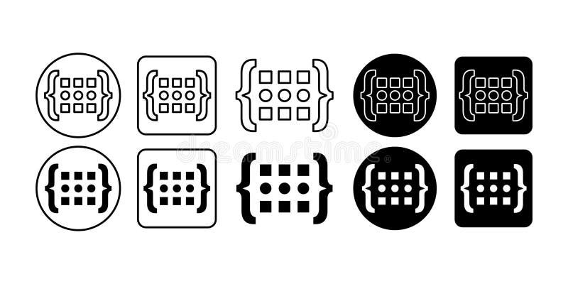 Digital Matrix Artificial Intelligence Black Icon Bundle for Data Network and Technology System royalty free illustration