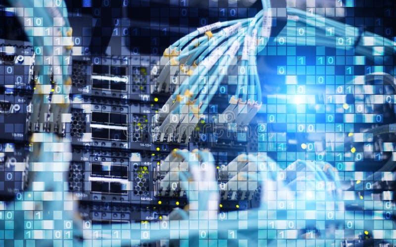Digital matrix binary code mainframe server room computing communication concept. royalty free illustration