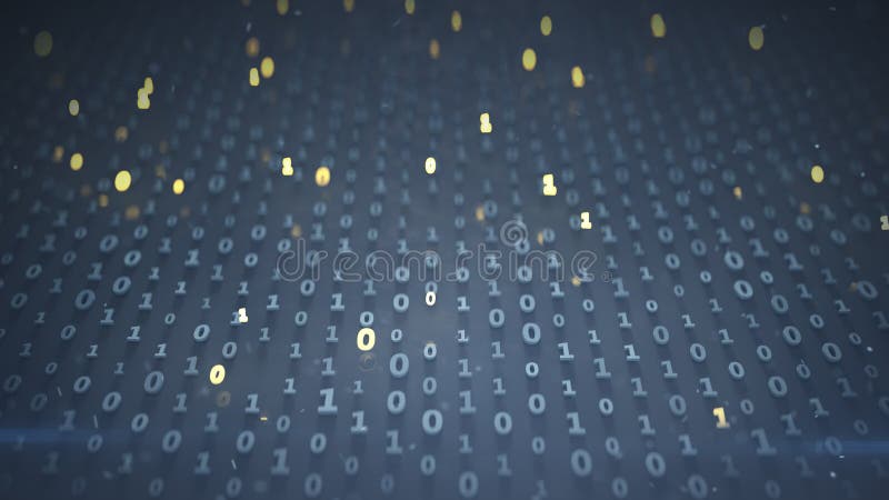 Digital matrix of binary code symbols 3D render vector illustration