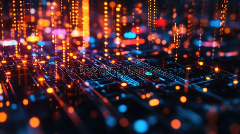 Digital Matrix with Futuristic Aesthetic stock image