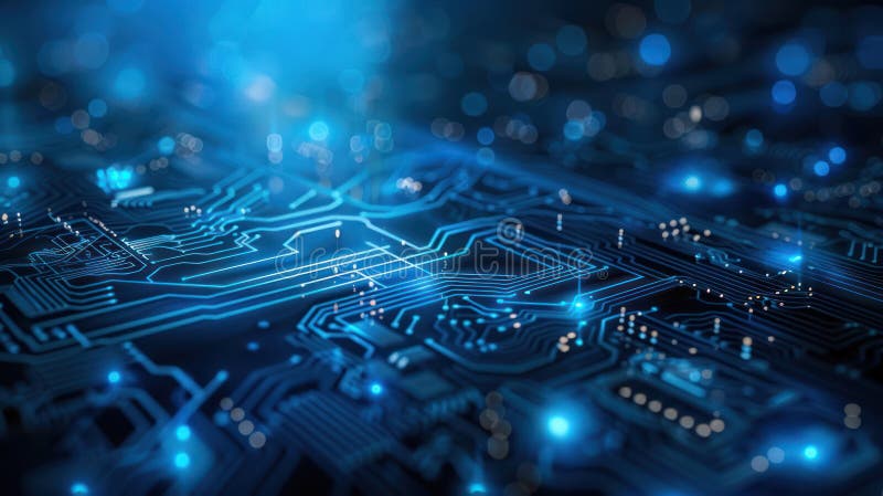 Digital Matrix: A Futuristic Technology Background with Binary Code and Circuit Board Elements royalty free illustration
