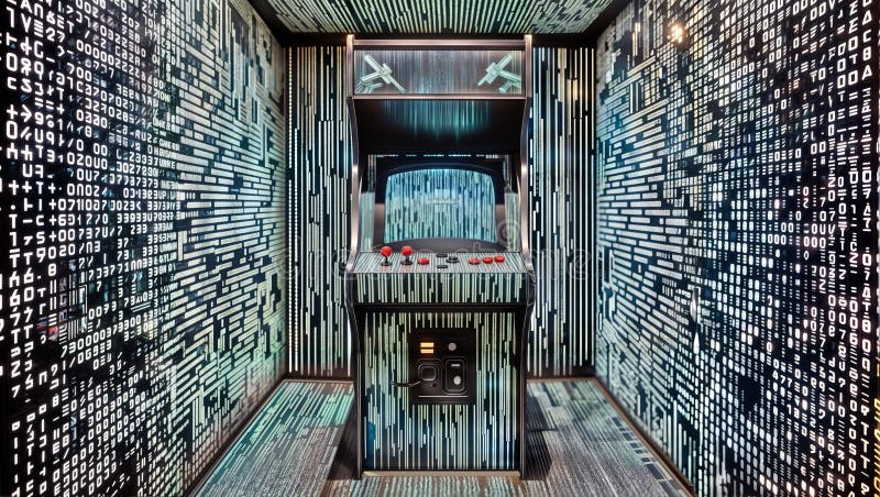 Digital Matrix Room, generative ai royalty free illustration