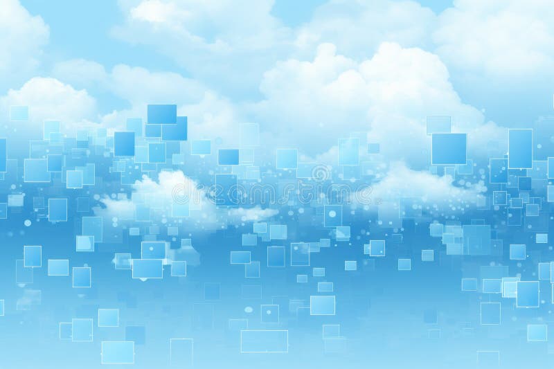 Digital matrix theme light blue sky and clouds backgrounds vector illustration