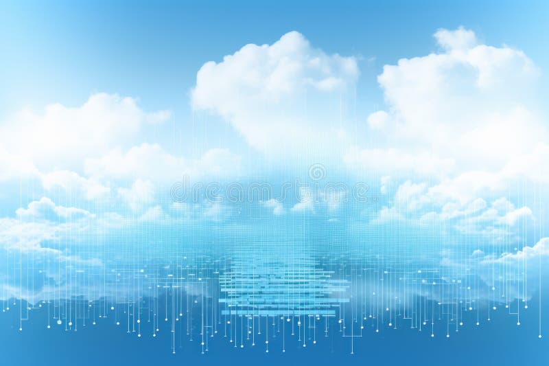 Digital matrix theme light blue sky and clouds backgrounds stock photos