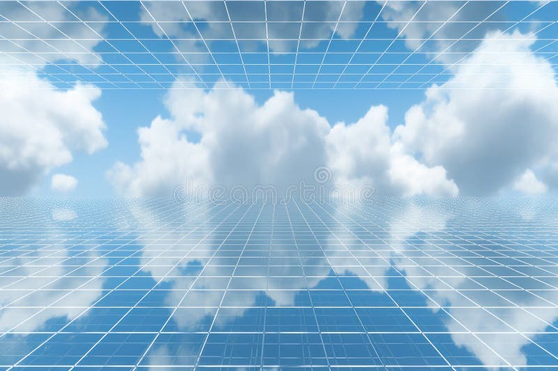 Digital matrix theme light blue sky and clouds backgrounds royalty free stock images
