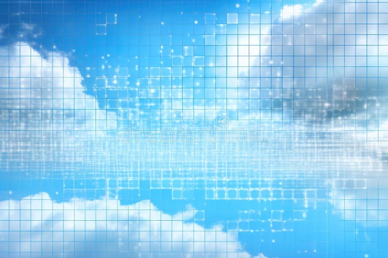 Digital matrix theme light blue sky and clouds backgrounds stock photo