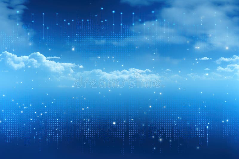 Digital matrix theme light blue sky and clouds backgrounds stock photography