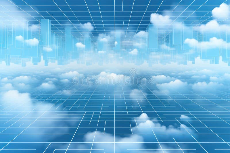 Digital matrix theme light blue sky and clouds backgrounds royalty free stock photo