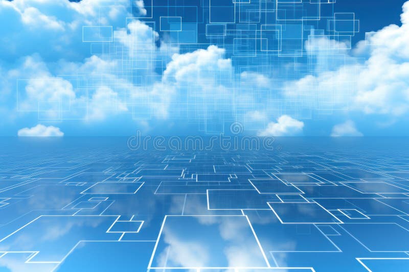 Digital matrix theme light blue sky and clouds backgrounds royalty free stock image