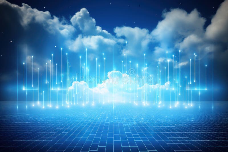 Digital matrix theme light blue sky and clouds backgrounds stock photography