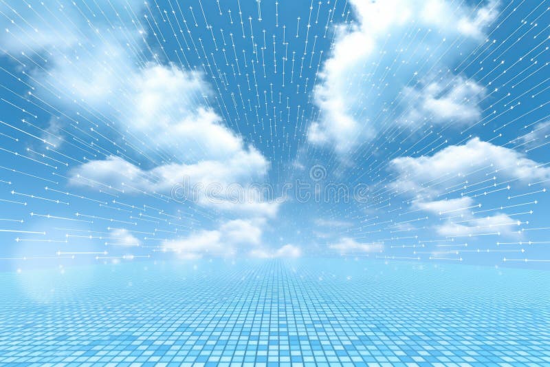 Digital matrix theme light blue sky and clouds backgrounds royalty free stock photos