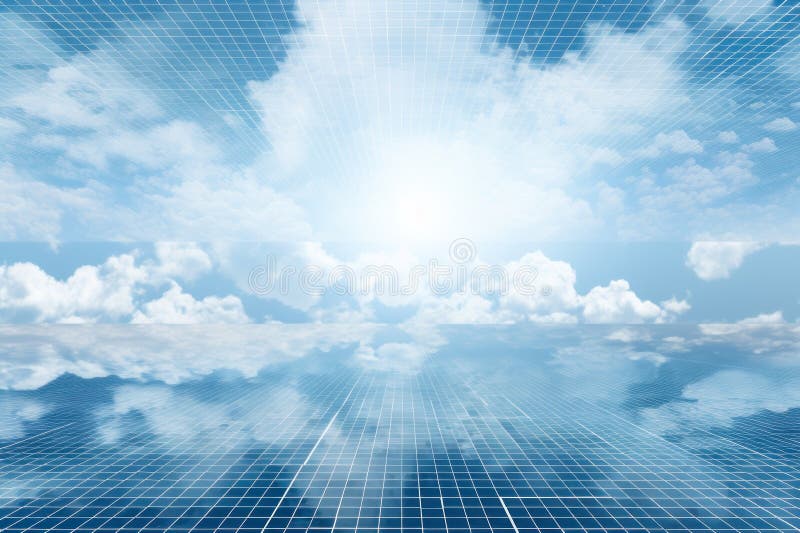 Digital matrix theme light blue sky and clouds backgrounds royalty free stock photo