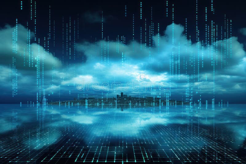 Digital matrix theme light blue sky and clouds backgrounds royalty free stock photos