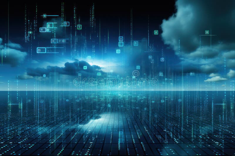 Digital matrix theme light blue sky and clouds backgrounds royalty free stock images