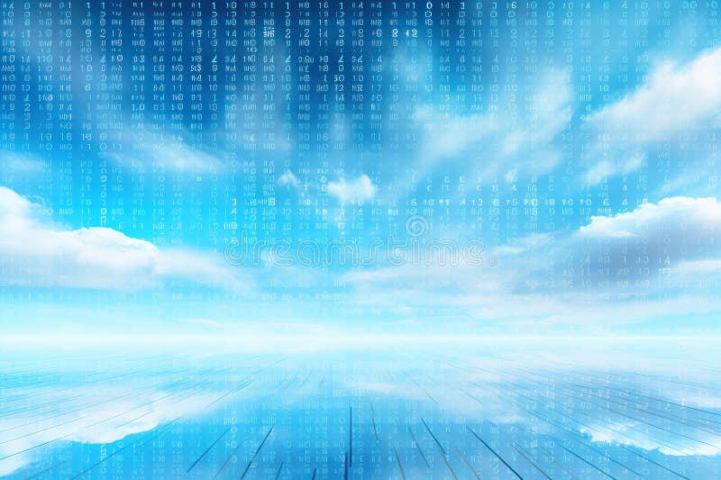 Digital matrix theme light blue sky and clouds backgrounds stock photo