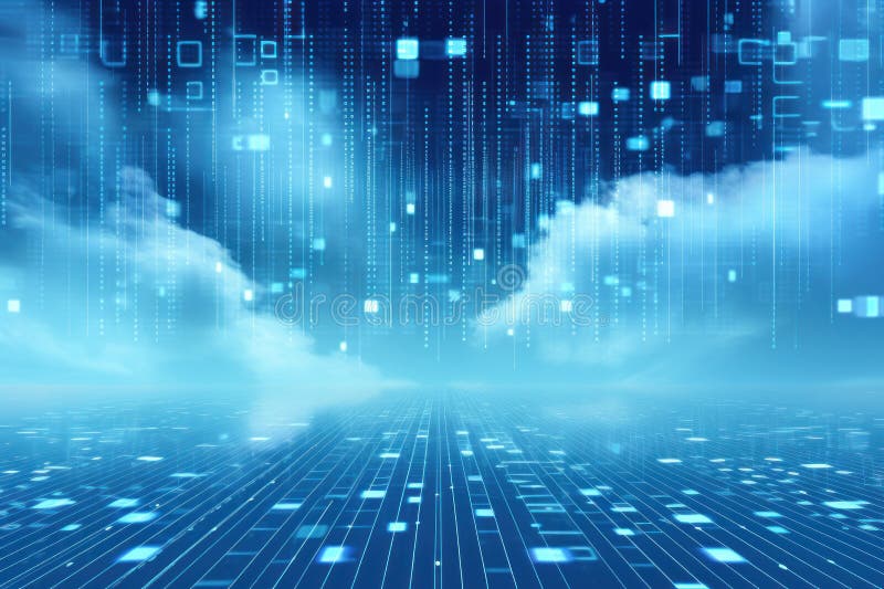 Digital matrix theme light blue sky and clouds backgrounds royalty free stock photos