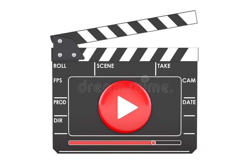 Digital movie clapper board, cinema concept. 3D rendering royalty free illustration Digital movie clapper board, cinema concept. 3D rendering royalty free illustration