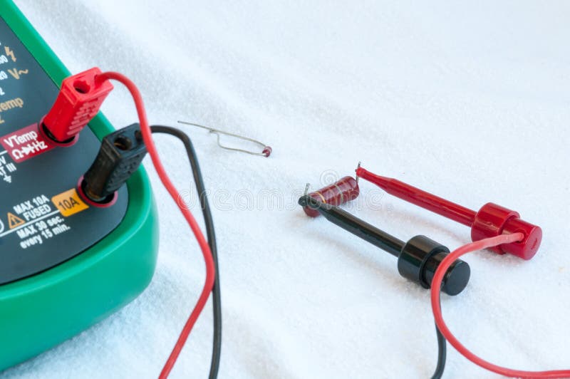 Digital multimeter measuring a resisto stock images