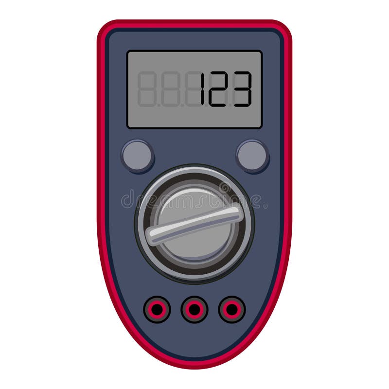 Digital multimeter showing measurement result on lcd screen stock illustration