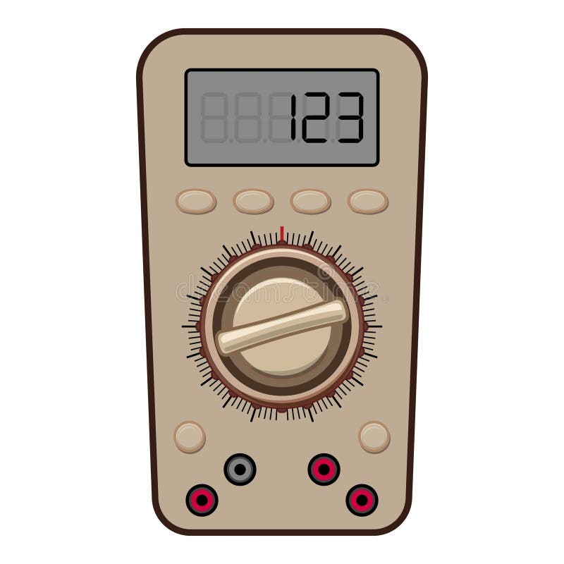 Digital multimeter showing measurement value stock illustration