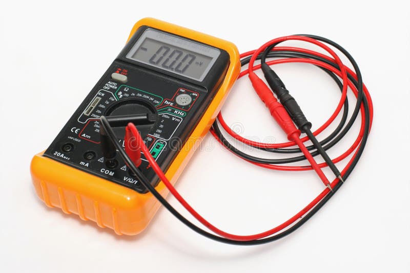 Digital multimeter with testing leads royalty free stock photo