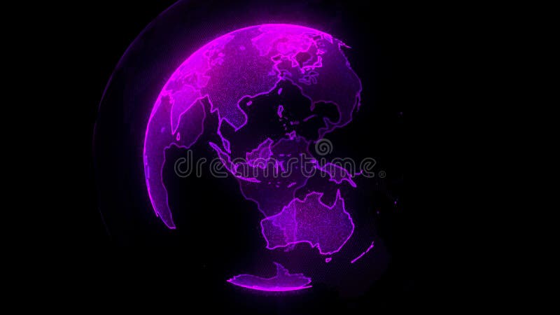 Digital neon planet of Earth. Globe with shining continents. 3D illustration with digital Earth and particles stock illustration Digital neon planet of Earth. Globe with shining continents. 3D illustration with digital Earth and particles stock illustration
