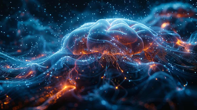 Digital neural network visualization - generative ai royalty free illustration