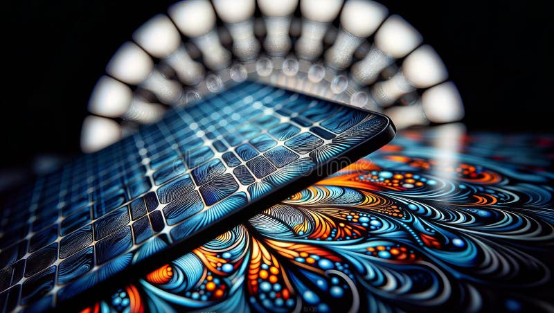 Digital Nexus: Smartphone Amidst Patterns, generative ai royalty free illustration