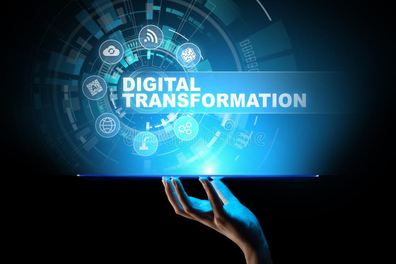 Digital omformning, söndring, innovation Affär och modernt teknologibegrepp royaltyfria bilder