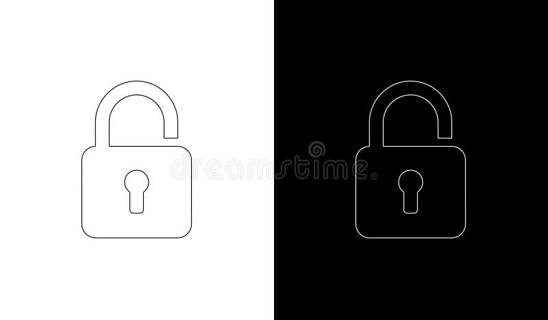 Digital padlock icons for security and privacy concepts in minimal design stock illustration