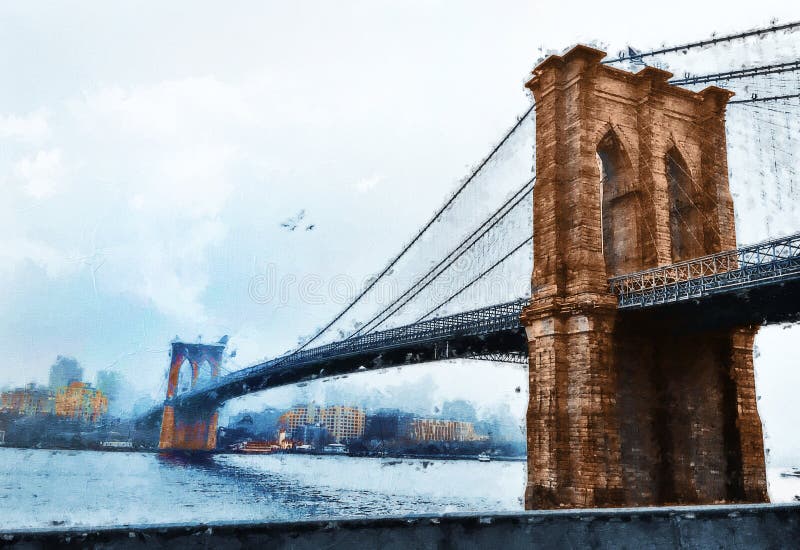 Bridge Brooklyn Painting Stock Illustrations – 162 Bridge Brooklyn ...