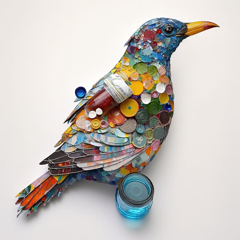 Recycled Harmony a Bird of Art Stock Illustration - Illustration