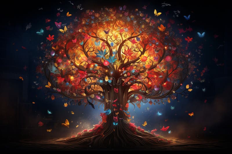 Digital painting featuring a symbolic tree of royalty free illustration