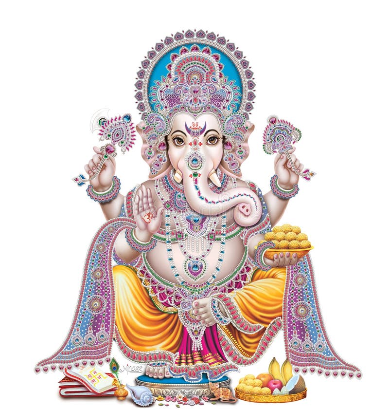 Digital Painting of Lord Ganesha in White Background Stock Illustration -  Illustration of hindu, ganapati: 225773088