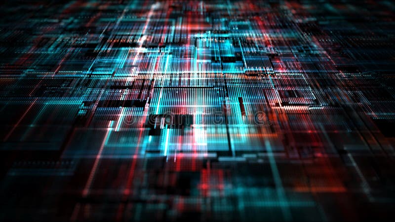 Digital Particle and Light flow. Digital Cyberspace and Data Network Connections Concept. Transfer Digital Data High Speed stock illustration