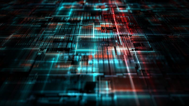 Digital Particle and Light flow. Digital Cyberspace and Data Network Connections Concept. Transfer Digital Data High Speed royalty free illustration