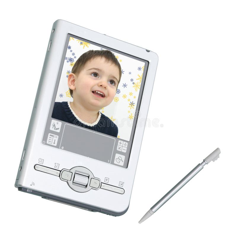 Digital PDA & Stylus Over White