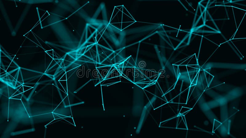 Digital plexus of glowing lines and dots. Abstract background. 3D rendering vector illustration
