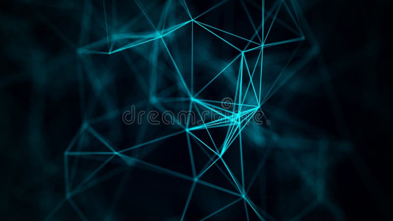 Digital plexus of glowing lines and dots. Abstract background. 3D rendering royalty free illustration