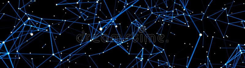 Digital plexus of glowing lines and dots. Abstract background. 3D rendering. Network or connection. Cosmic illustration royalty free illustration