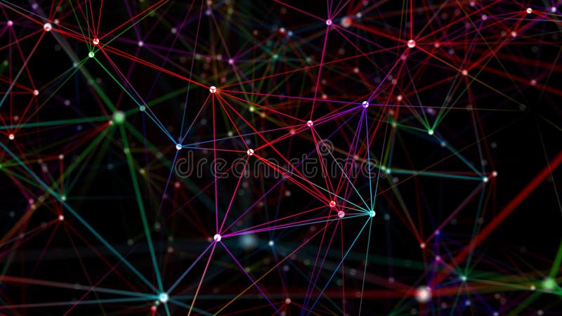 Digital plexus of glowing lines and dots. Abstract background. 3D rendering. Network or connection. 3d rendering royalty free illustration
