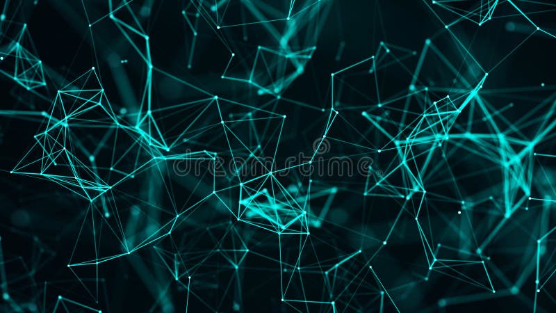 Digital plexus of glowing lines and dots. Abstract background. 3D rendering. Network or connection. 3d rendering stock illustration