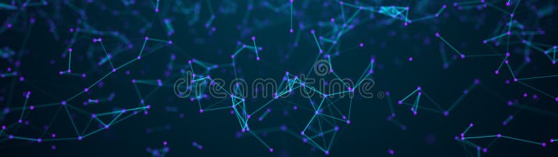 Digital plexus of glowing lines and dots. Abstract background. 3D rendering. Network or connection. 3d rendering royalty free illustration